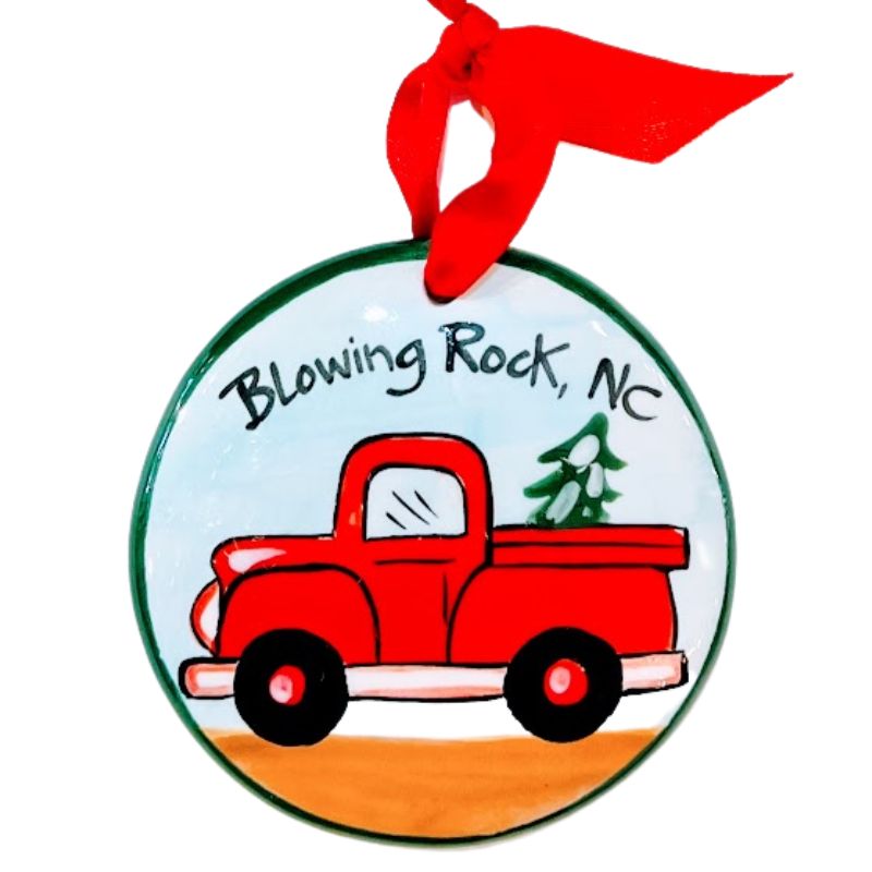 Blowing Rock Red Truck Ornament